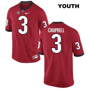 Youth Georgia Bulldogs NCAA #3 Tyson Campbell Nike Stitched Red Authentic College Football Jersey CMC0054OV